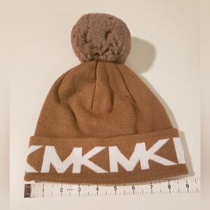 Michael Kors Logo Intarsia Knit Pom Beanie